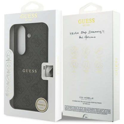 MagSafe Case for Samsung Galaxy S26 FE S741, Guess, 4G Embossed Ring Classic Logo, Black