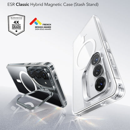 Custodia MagSafe per Samsung Galaxy S26 Plus, ESR, Classic Hybrid Kickstand, Trasparente
