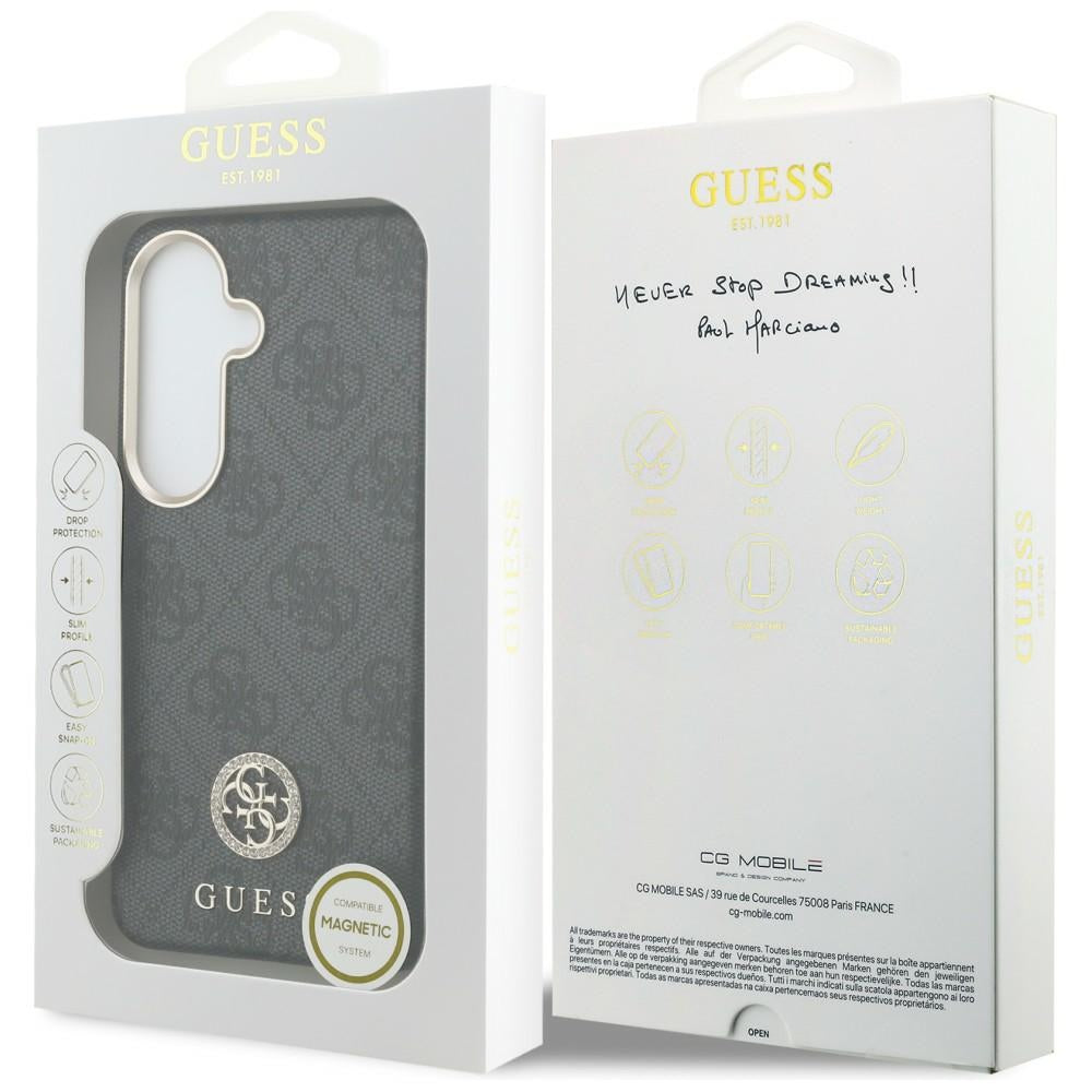 Custodia MagSafe per Samsung Galaxy S26 Plus S947, Guess, 4G Rhinestone Round Logo, Nera