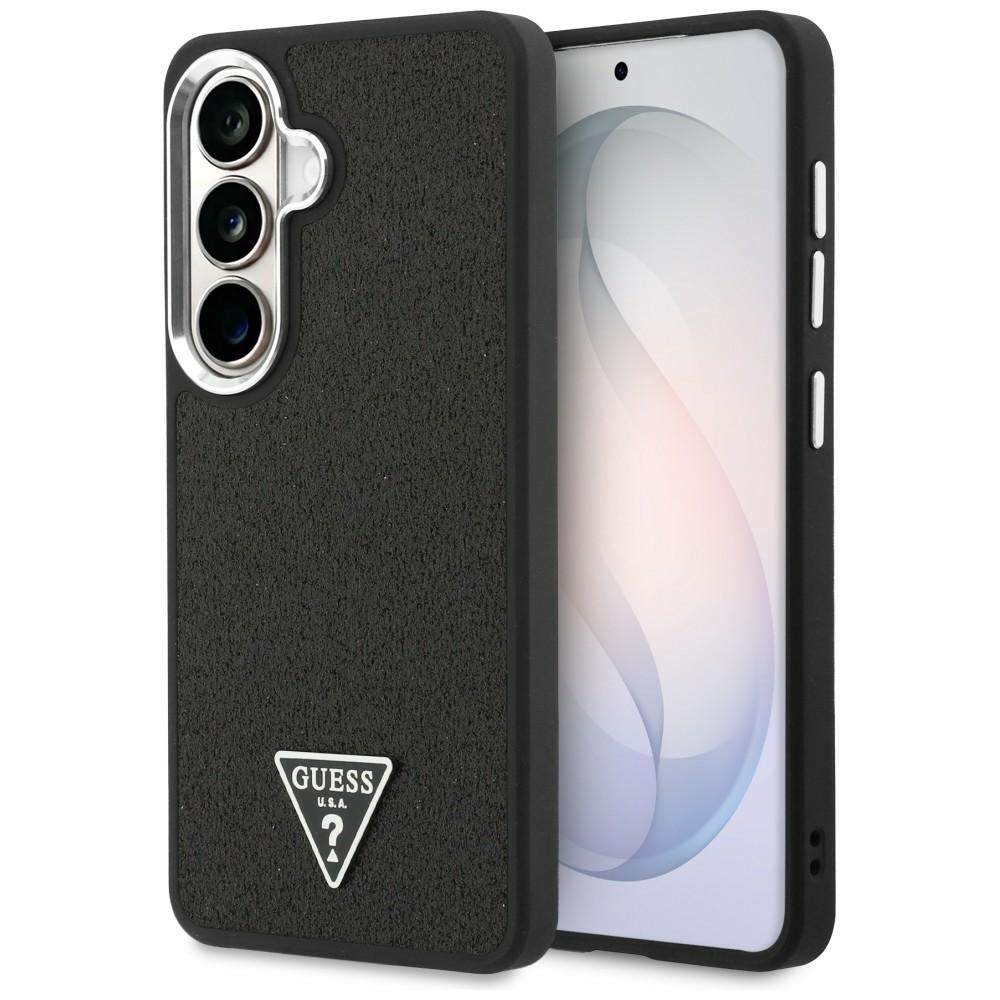 Custodia MagSafe per Samsung Galaxy S26 Plus S947, Guess, Logo Triangolo Glitter Fisso, Nera