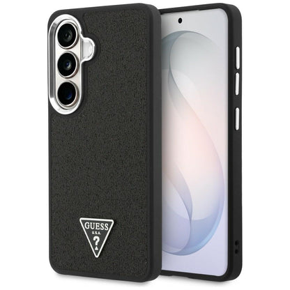 Custodia MagSafe per Samsung Galaxy S26 Plus S947, Guess, Logo Triangolo Glitter Fisso, Nera