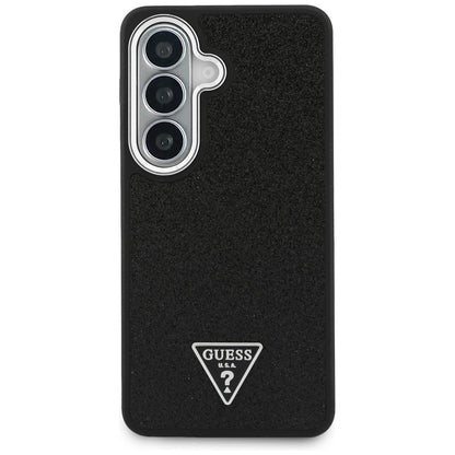 Custodia MagSafe per Samsung Galaxy S26 Plus S947, Guess, Logo Triangolo Glitter Fisso, Nera