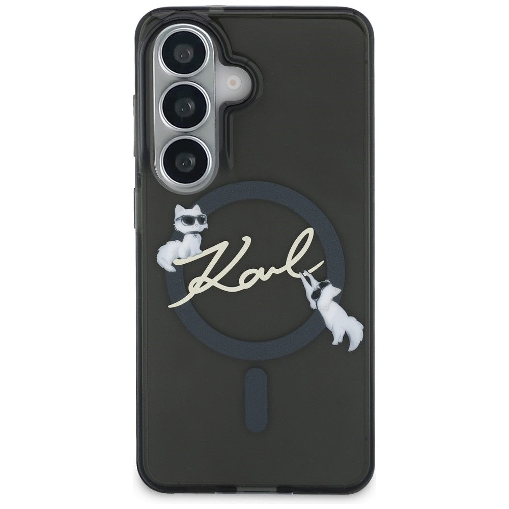 Custodia MagSafe per Samsung Galaxy S26 Plus S947, Karl Lagerfeld, IML Choupette Karl Script Logo, Nera