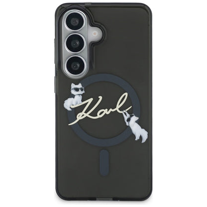 Custodia MagSafe per Samsung Galaxy S26 Plus S947, Karl Lagerfeld, IML Choupette Karl Script Logo, Nera