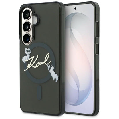 Custodia MagSafe per Samsung Galaxy S26 Plus S947, Karl Lagerfeld, IML Choupette Karl Script Logo, Nera