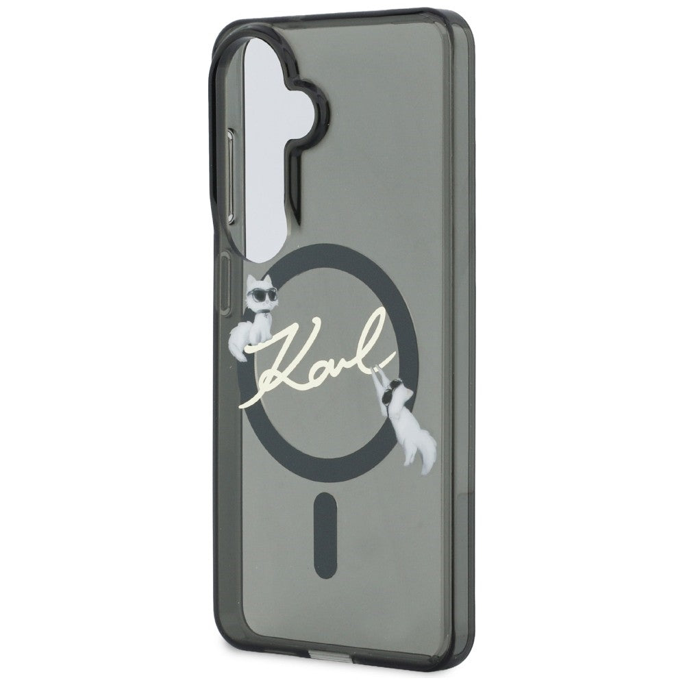 Custodia MagSafe per Samsung Galaxy S26 Plus S947, Karl Lagerfeld, IML Choupette Karl Script Logo, Nera