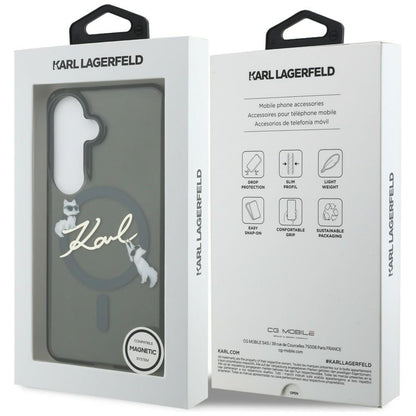 Custodia MagSafe per Samsung Galaxy S26 Plus S947, Karl Lagerfeld, IML Choupette Karl Script Logo, Nera