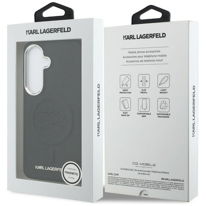 Custodia MagSafe per Samsung Galaxy S26 Plus S947, Karl Lagerfeld, Initial Logo Debossed, Nera
