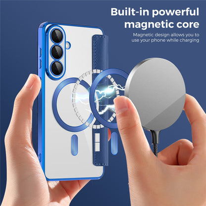 Custodia MagSafe per Samsung Galaxy S26 Plus, Techsuit, SmartMag Book, Blu