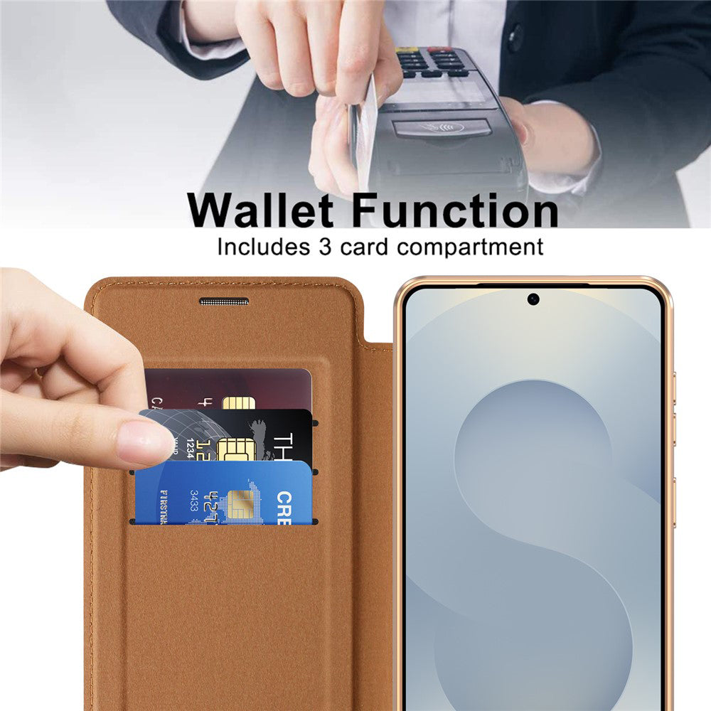 Custodia MagSafe per Samsung Galaxy S26 Plus, Techsuit, SmartMag Book, Marrone