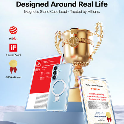 Custodia MagSafe per Samsung Galaxy S26 Plus, Torras, Ostand Slim, Trasparente