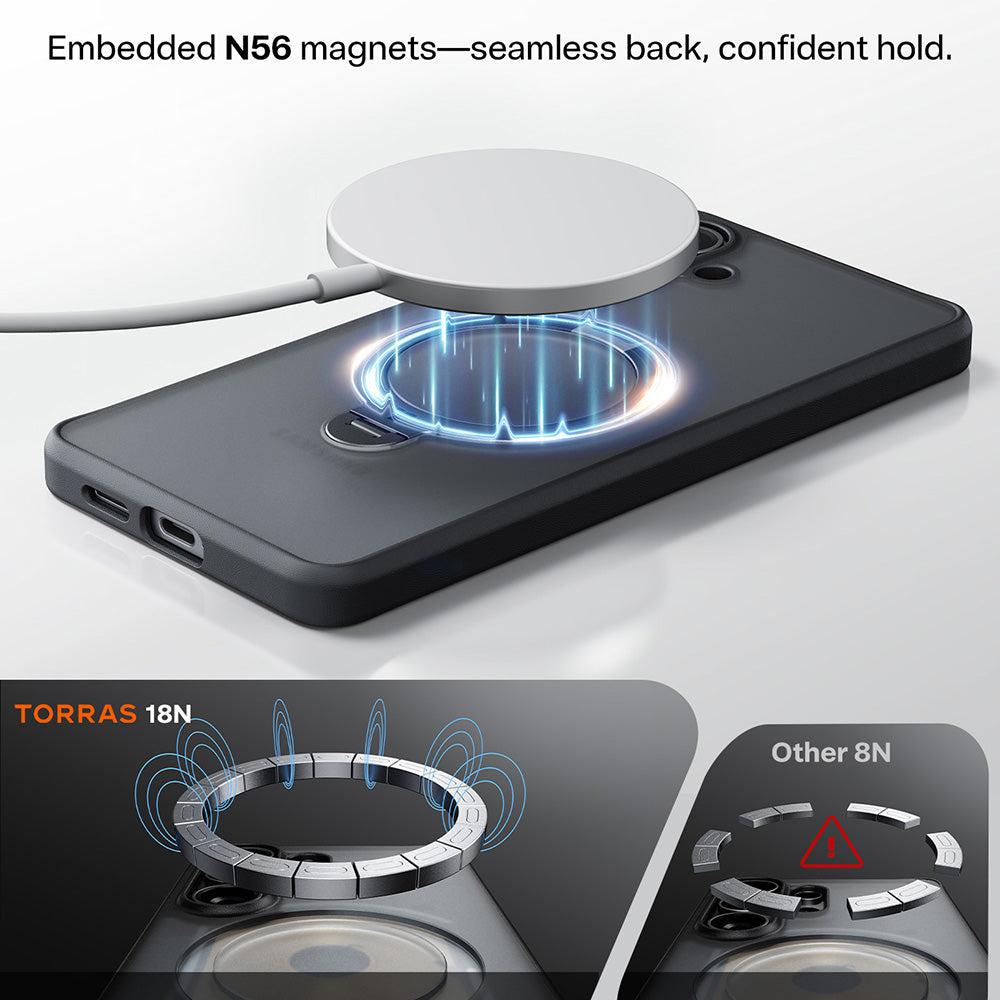 Custodia MagSafe per Samsung Galaxy S26 Plus, Torras, Ostand Spin, Nera