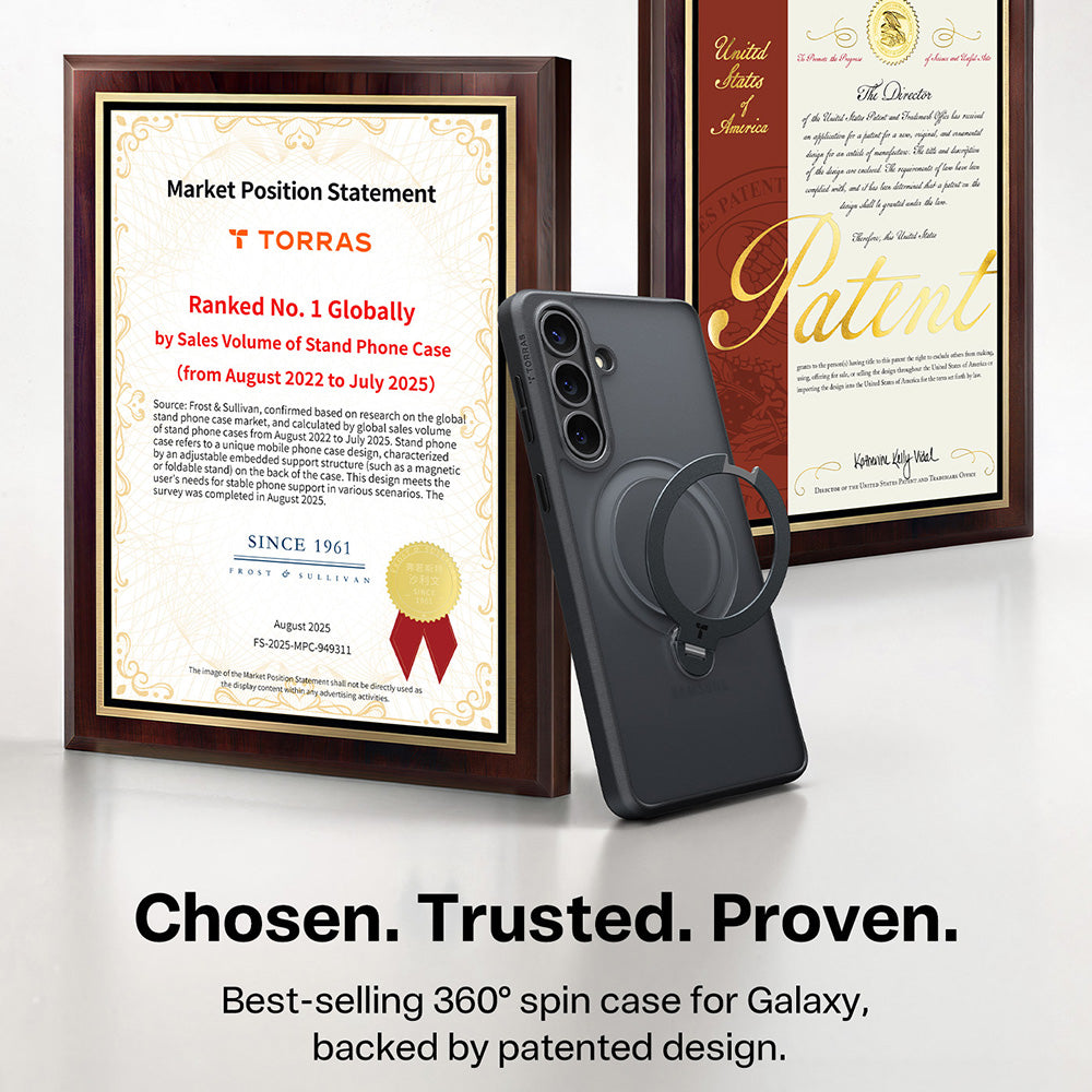 Custodia MagSafe per Samsung Galaxy S26 Plus, Torras, Ostand Spin, Nera
