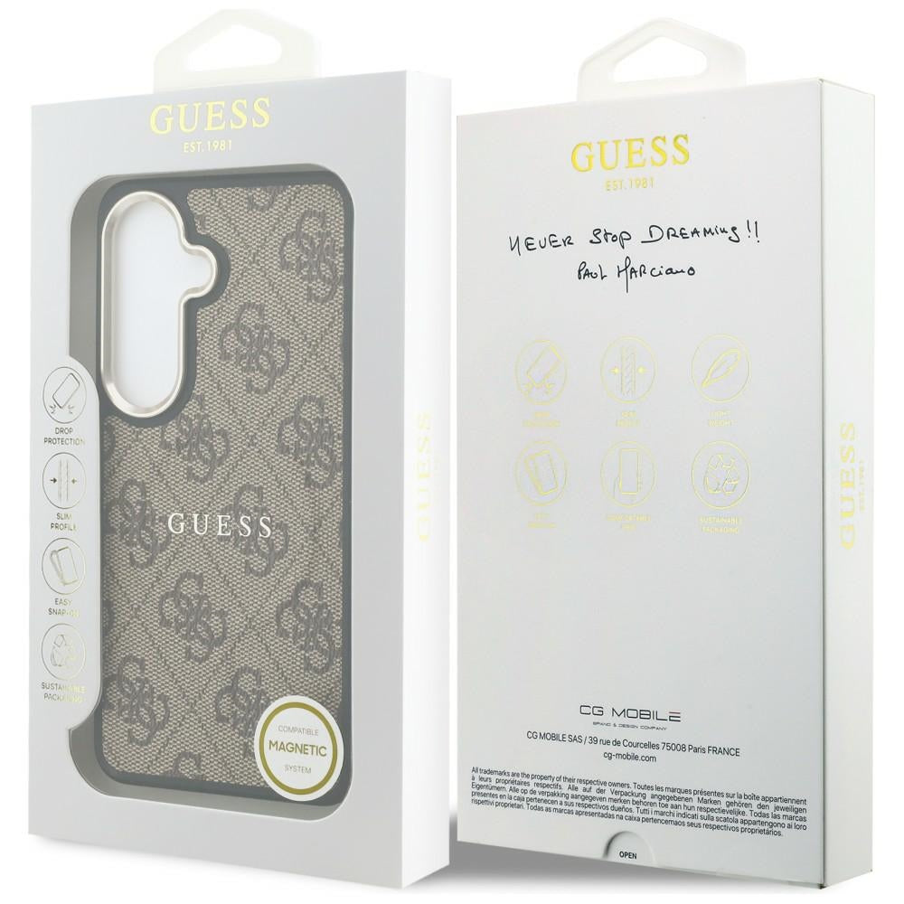 Custodia MagSafe per Samsung Galaxy S26 S942, Guess, 4G Embossed Ring, Marrone