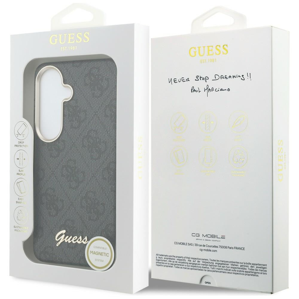 Custodia MagSafe per Samsung Galaxy S26 S942, Guess, 4G Script Logo, Nera