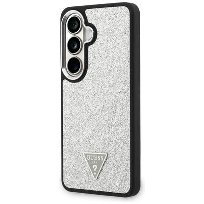 Custodia MagSafe per Samsung Galaxy S26 S942, Guess, Logo Triangolo Glitter Fisso, Argento
