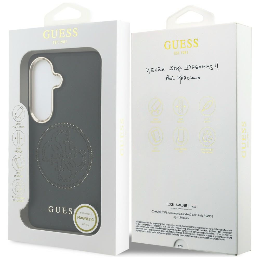 Custodia MagSafe per Samsung Galaxy S26 S942, Guess, Logo Perforato, Nera
