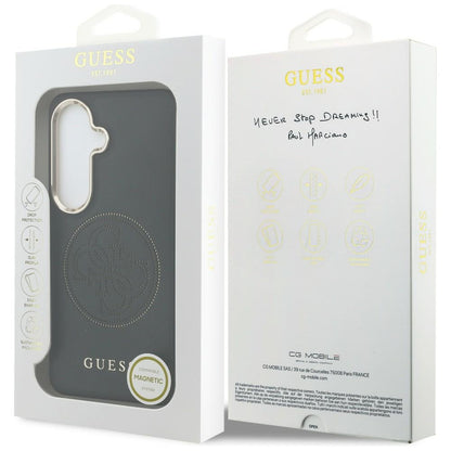 Custodia MagSafe per Samsung Galaxy S26 S942, Guess, Logo Perforato, Nera