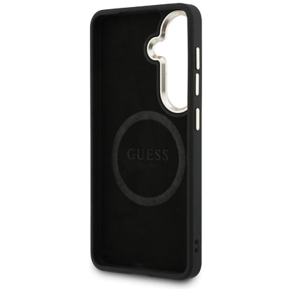 Custodia MagSafe per Samsung Galaxy S26 S942, Guess, Logo Perforato, Nera