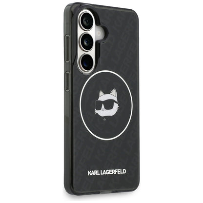 Custodia MagSafe per Samsung Galaxy S26 S942, Karl Lagerfeld, IML Choupette Head on KL Repeated Logo, Nera