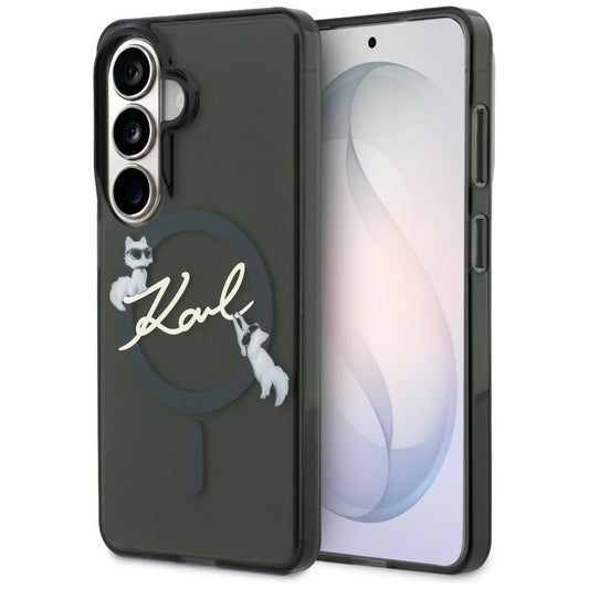 Custodia MagSafe per Samsung Galaxy S26 S942, Karl Lagerfeld, IML Choupette Karl Script Logo, Nera