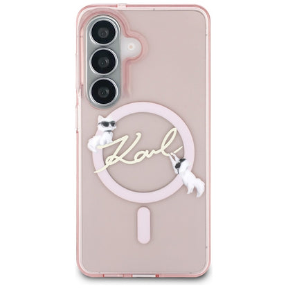MagSafe Case for Samsung Galaxy S26 S942, Karl Lagerfeld, IML Choupette Karl Script Logo, Pink