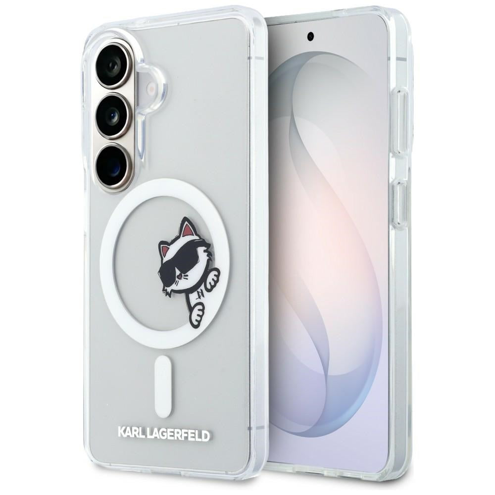 Custodia MagSafe per Samsung Galaxy S26 S942, Karl Lagerfeld, IML Choupette Peekaboo Logo, Bianca
