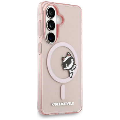MagSafe Case for Samsung Galaxy S26 S942, Karl Lagerfeld, IML Choupette Peekaboo Logo, Pink