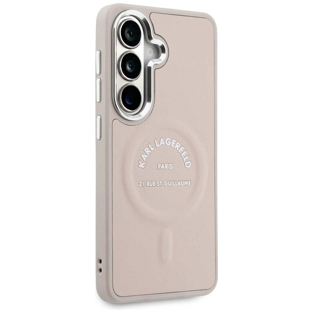 Custodia MagSafe per Samsung Galaxy S26 S942, Karl Lagerfeld, Logo Karl RSG, Rosa