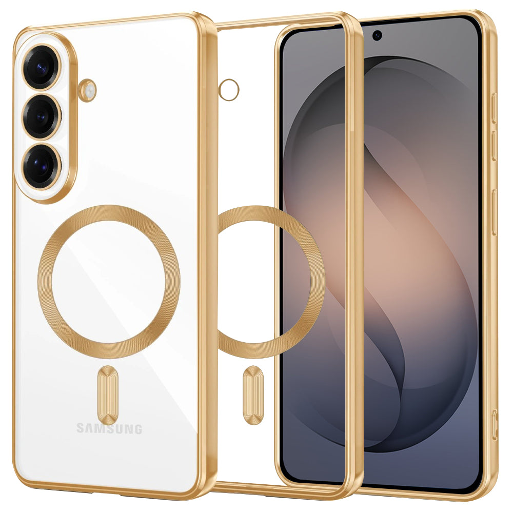 Custodia MagSafe per Samsung Galaxy S26, Techsuit, Luxury Crystal, Dorata