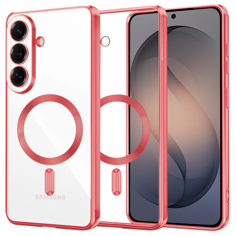 Custodia MagSafe per Samsung Galaxy S26, Techsuit, Luxury Crystal, Rossa