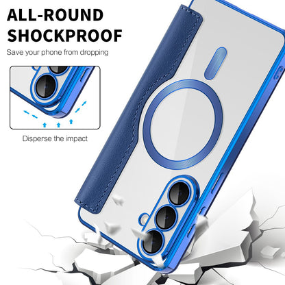 MagSafe Case for Samsung Galaxy S26, Techsuit, SmartMag Book, Blue