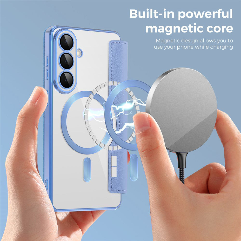 Custodia MagSafe per Samsung Galaxy S26, Techsuit, SmartMag Book, Blu