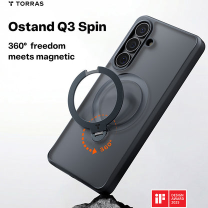 Custodia MagSafe per Samsung Galaxy S26, Torras, Ostand Spin, Nera