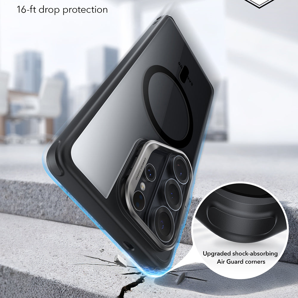 Custodia MagSafe per Samsung Galaxy S26 Ultra, ESR, Classic Hybrid Kickstand, Nera Trasparente