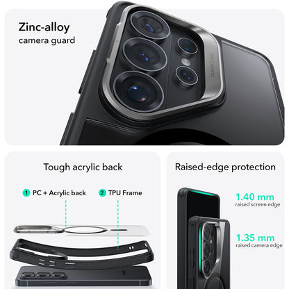 Custodia MagSafe per Samsung Galaxy S26 Ultra, ESR, Classic Hybrid Kickstand, Nera Trasparente