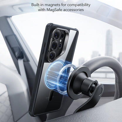 Custodia MagSafe per Samsung Galaxy S26 Ultra, ESR, Classic Hybrid Kickstand, Nera Trasparente