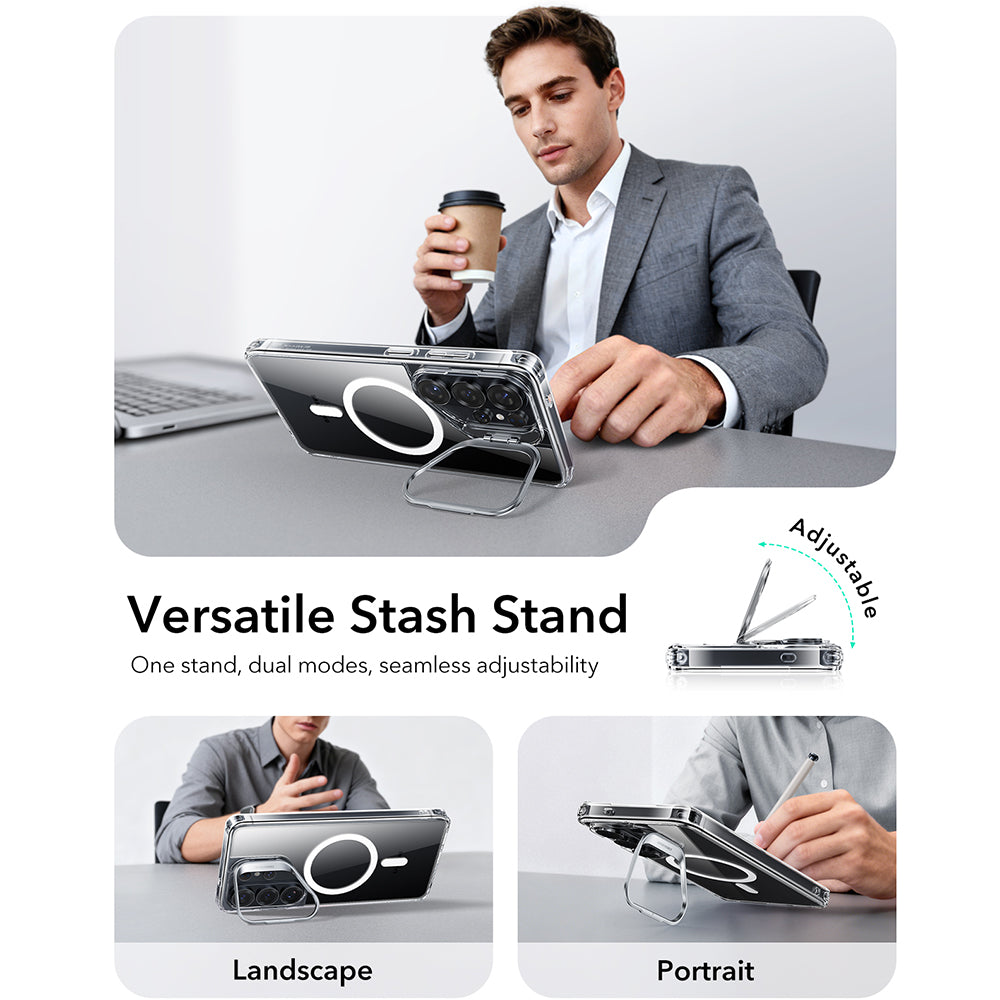 Custodia MagSafe per Samsung Galaxy S26 Ultra, ESR, Classic Hybrid Kickstand, Trasparente