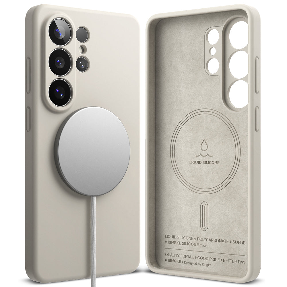Custodia MagSafe per Samsung Galaxy S26 Ultra S948, Ringke, Silicone, Crema