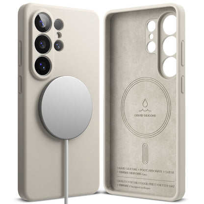 Custodia MagSafe per Samsung Galaxy S26 Ultra S948, Ringke, Silicone, Crema