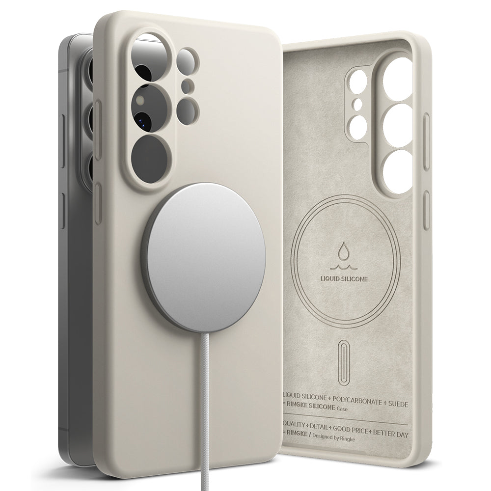 Custodia MagSafe per Samsung Galaxy S26 Ultra S948, Ringke, Silicone, Crema