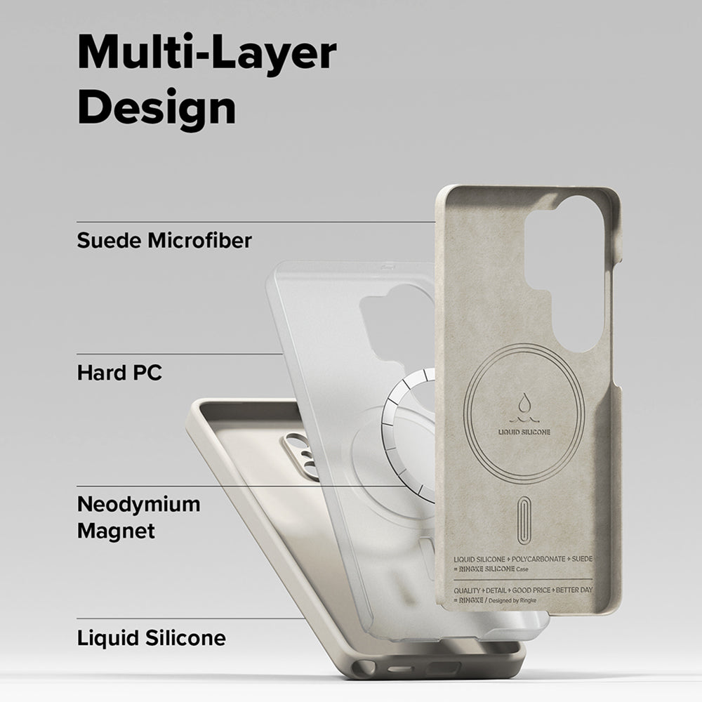 Custodia MagSafe per Samsung Galaxy S26 Ultra S948, Ringke, Silicone, Crema