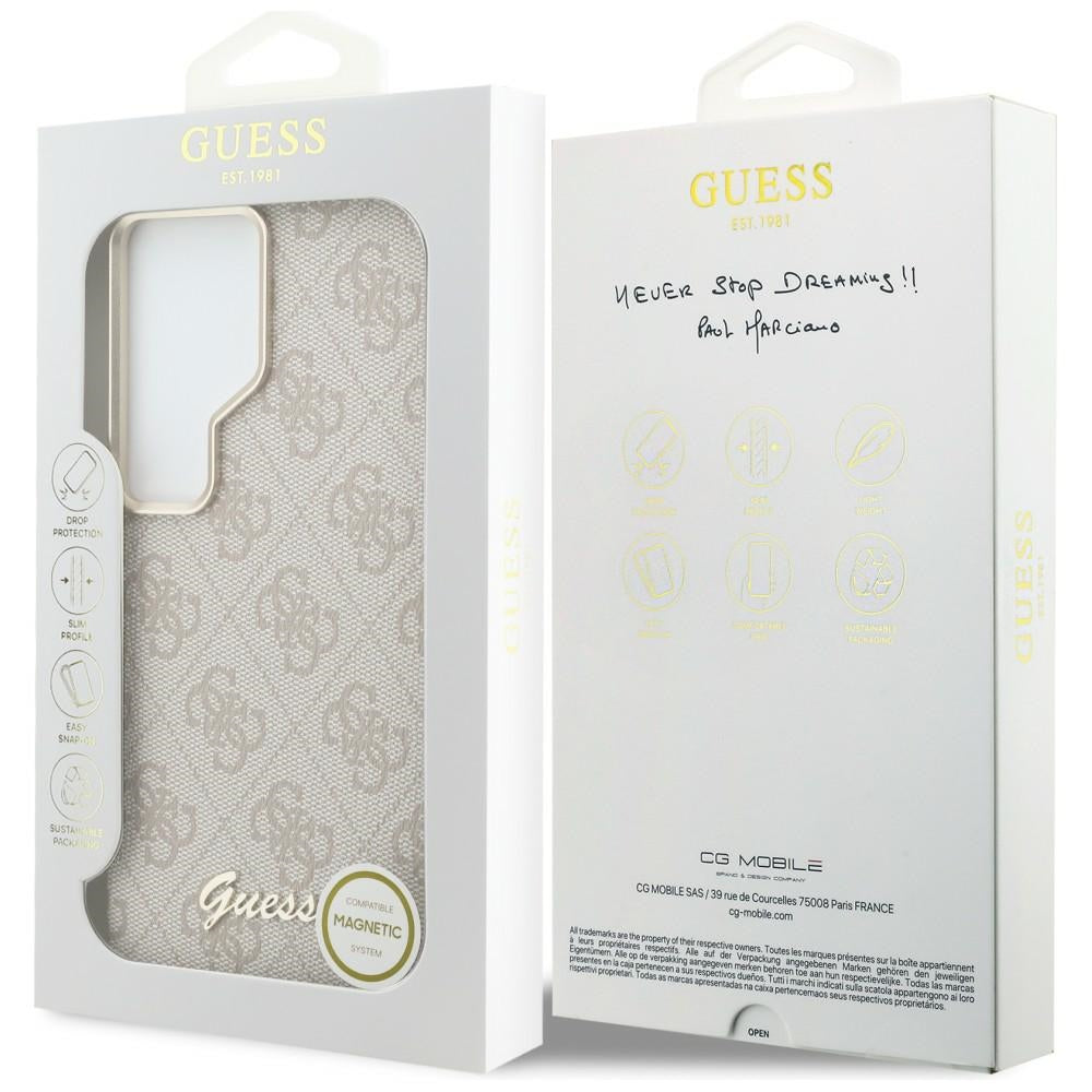 Custodia MagSafe per Samsung Galaxy S26 Ultra S948, Guess, 4G Script Logo, Rosa
