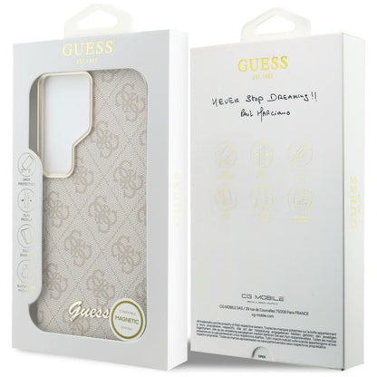 Custodia MagSafe per Samsung Galaxy S26 Ultra S948, Guess, 4G Script Logo, Rosa