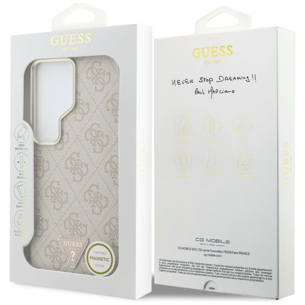 Custodia MagSafe per Samsung Galaxy S26 Ultra S948, Guess, logo triangolo 4G, Rosa