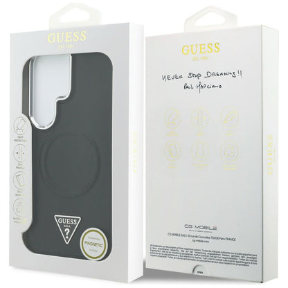 Custodia MagSafe per Samsung Galaxy S26 Ultra S948, Guess, Embossed Ring Triangle Logo, Nera