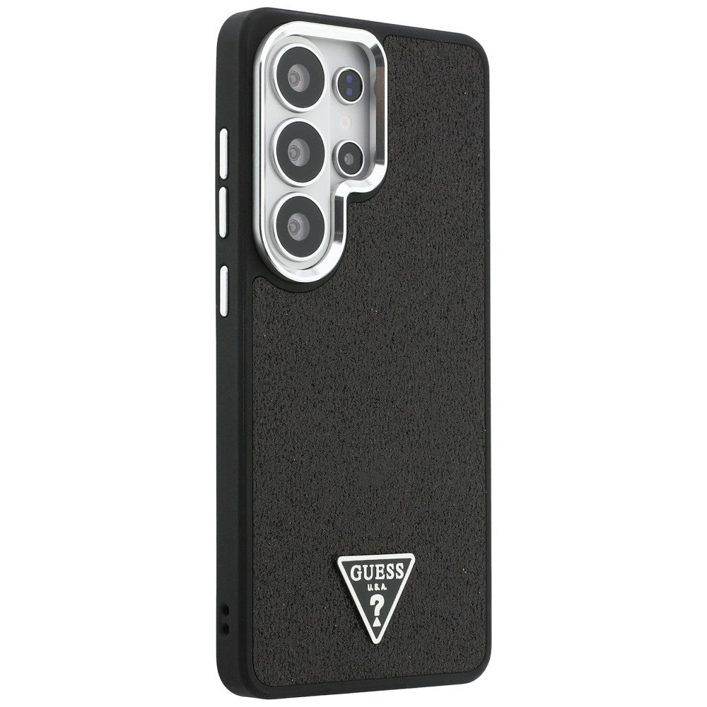 Custodia MagSafe per Samsung Galaxy S26 Ultra S948, Guess, Fixed Glitter Triangle Logo, Nera