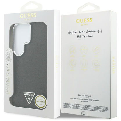 Custodia MagSafe per Samsung Galaxy S26 Ultra S948, Guess, Fixed Glitter Triangle Logo, Nera