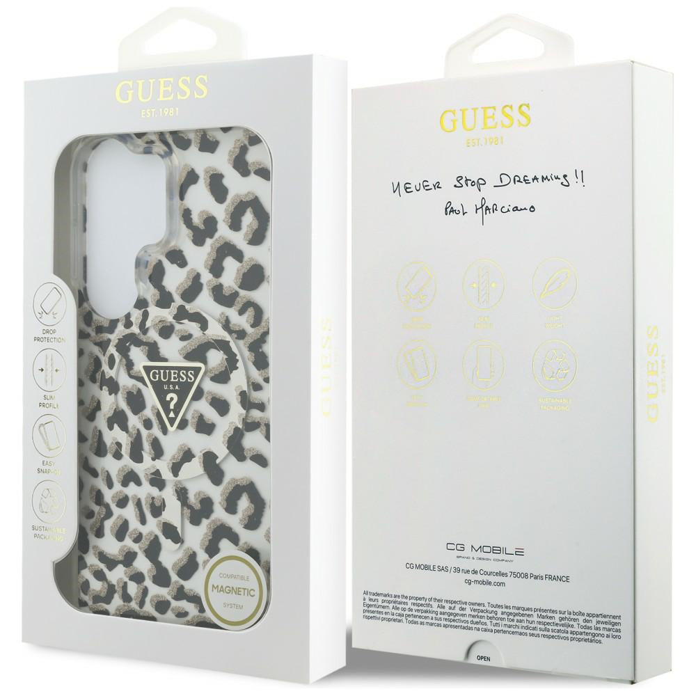 MagSafe Case for Samsung Galaxy S26 Ultra S948, Guess, IML Leopard Pattern, Black