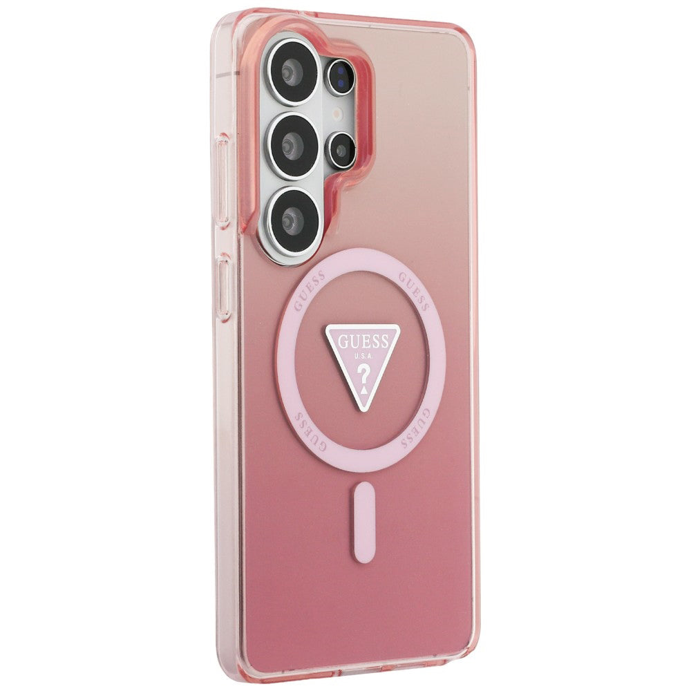 Custodia MagSafe per Samsung Galaxy S26 Ultra S948, Guess, IML Gradient Triangle Logo, Rosa